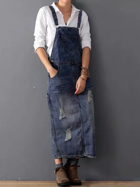 Serena | Sukienka z denimu premium z rozcięciem